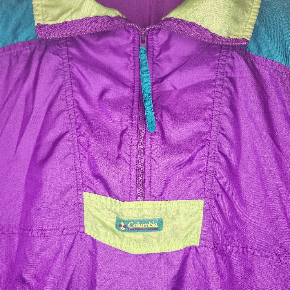 COLUMBIA Vintage 90s Radial Sleeve Pullover Windbreaker Purple Men’s M - Picture 4 of 5